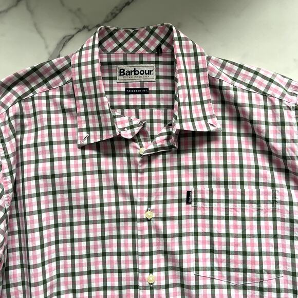 Barbour Bruce Men's Shirt Classic Tailored Fit Cotton Chek Nevada Pink Size L - Picture 5 of 11